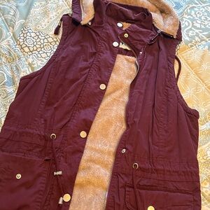 Women's Burgundy Sleeveless Jacket